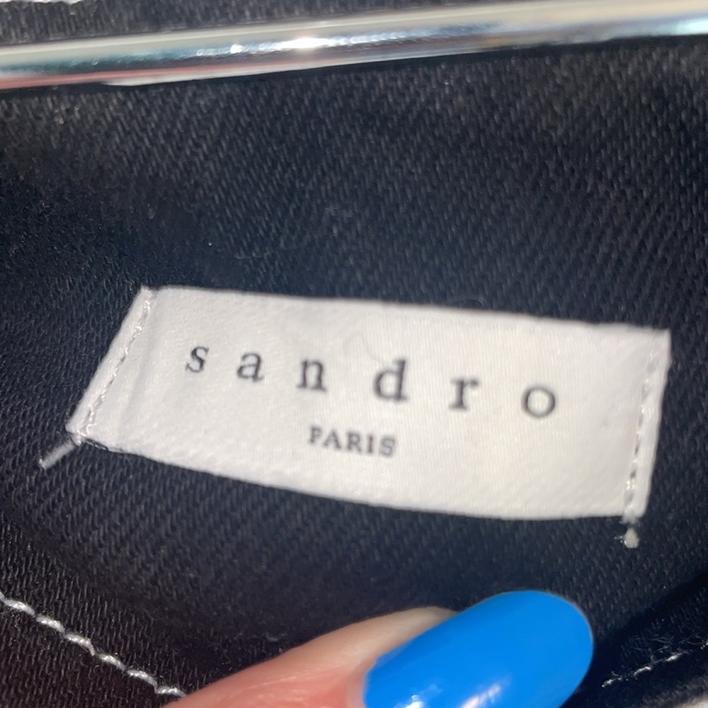Sandro Paris Black Denim Contrast Stitch Mini Skirt - Picture 6 of 9